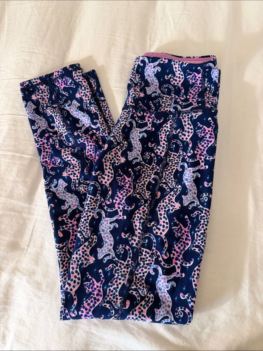 Lilly Pulitzer Women’s Navy Blue Pink Leopard-Print Leggings
